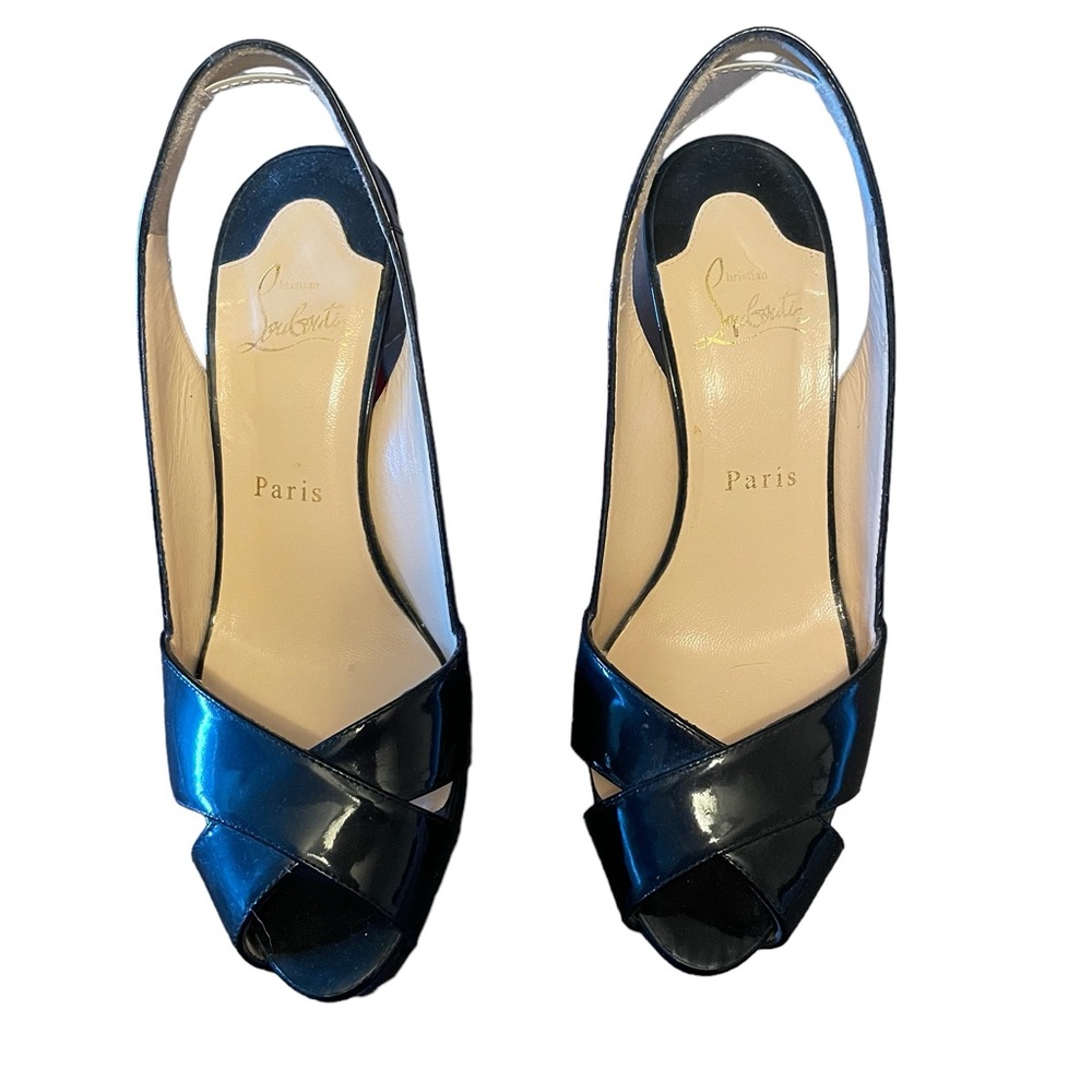 CHRISTIAN LOUBOUTIN PEEP-TOE SLINGBACK PUMPS SHOES 37 LADIES